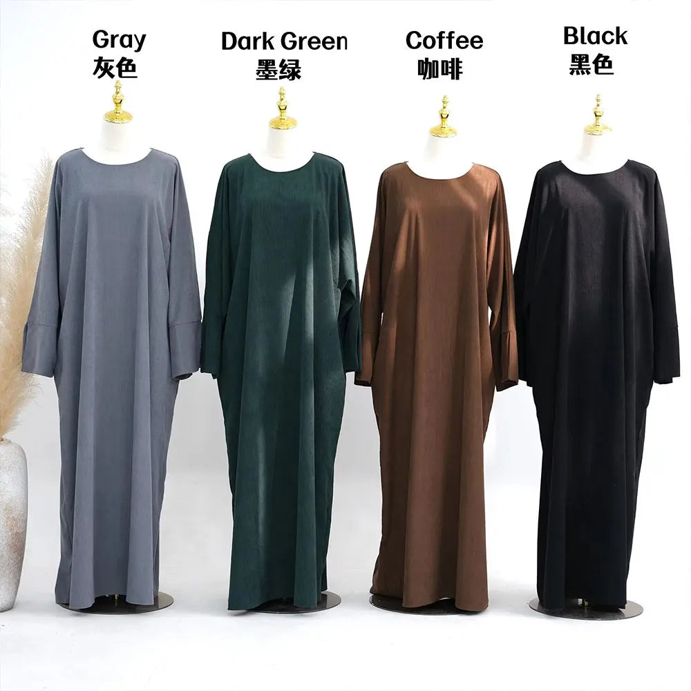 Closed Casual Abayas Corduroy Winter Abaya Eid 2025 Muslim Clothes Borkha For Muslim Women Moroccan Dresses Kaftan Caftan Femme