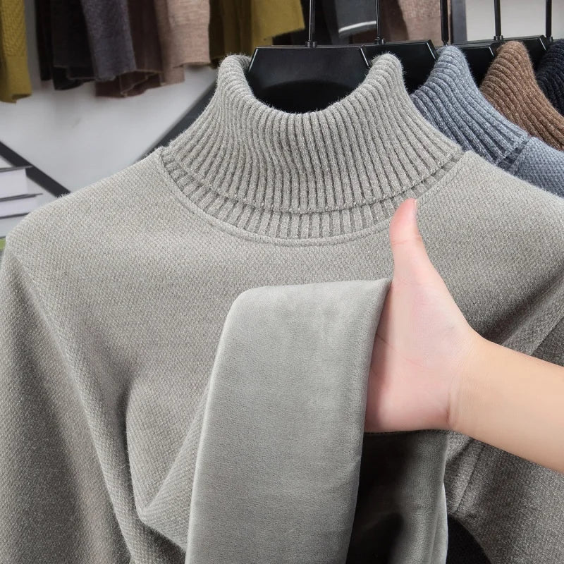 High end brand plush warm men's pullover knitted high neck comfort casual designer luxury pony embroidery fashion Paul sweater