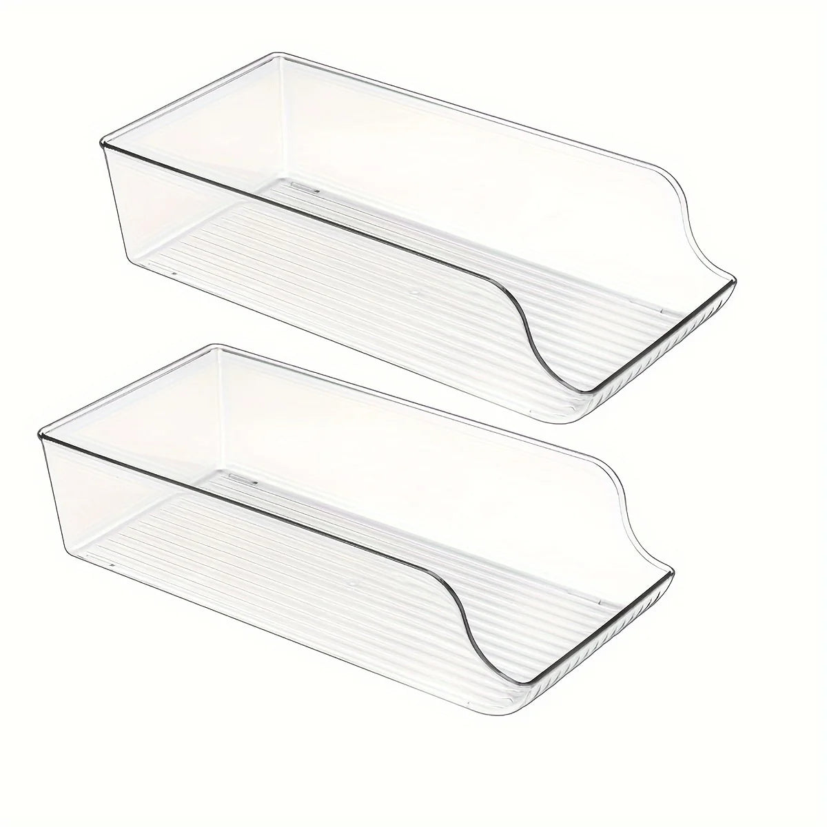 1/2 Pack Drink Dispenser Organizer for Refrigerator, Clear Plastic Tall Skinny Soda Pop Cans Holder Container Storage Bin