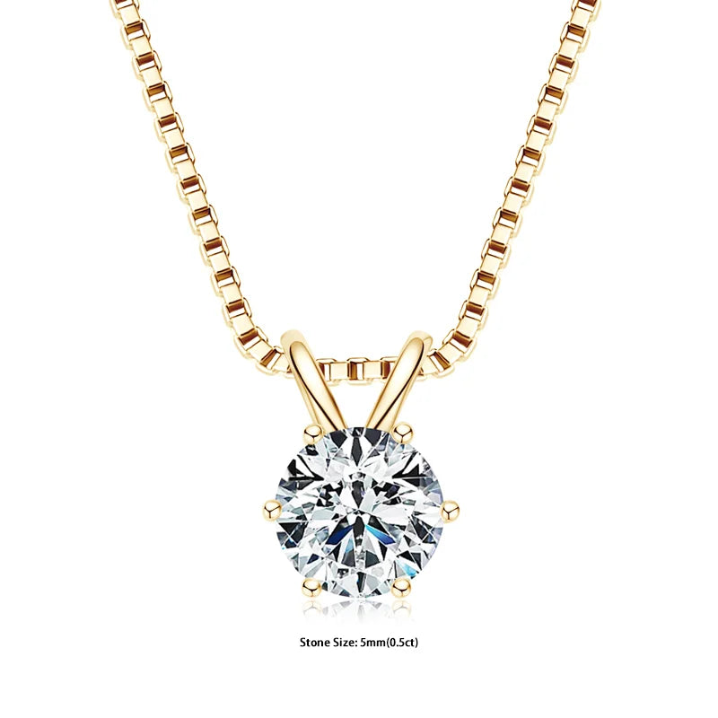 RAPRGOLD Certified 0.5-5ct Moissanite Pendant Necklaces S925 Sterling Silver Solitaire Necklace Chains For Women Jewellry Gifts