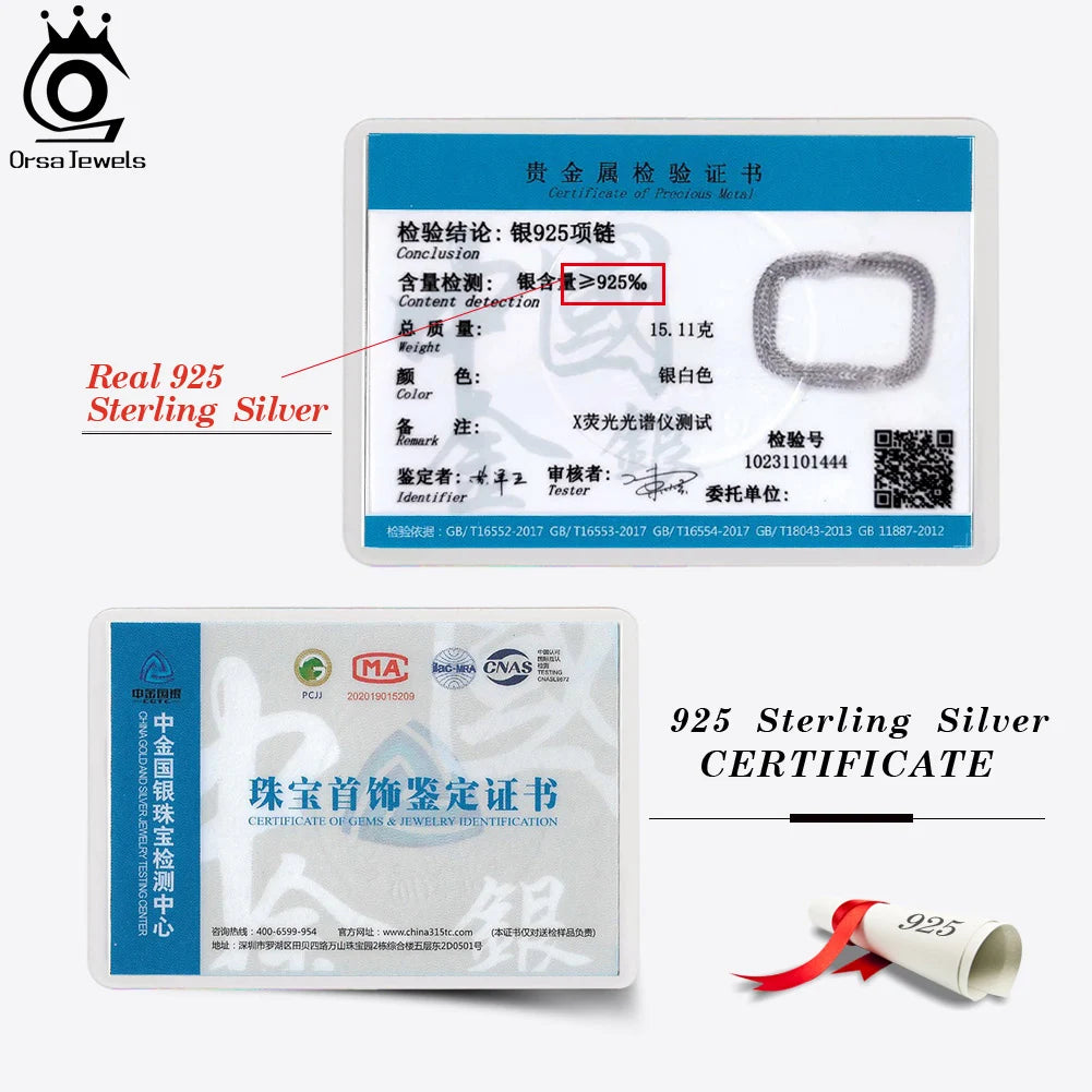 ORSA JEWELS Hip Hop 18K Gold 2.5mm Franco Chain Necklace for Men Fashion 925 Sterling Silver Choker Necklace Party Jewelry NMN13