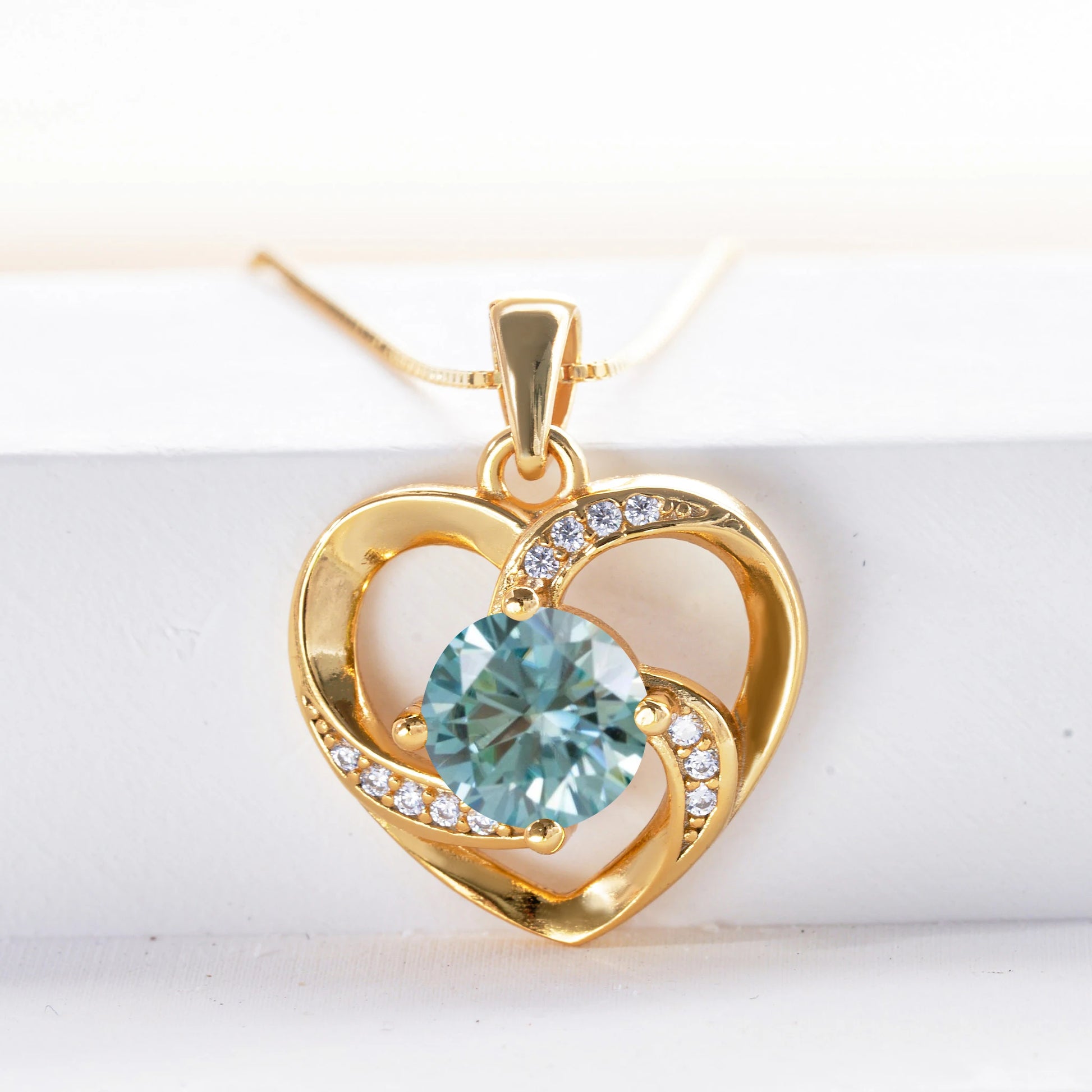 Gold Plated 1CT Moissanite Pendant Necklace For Women Classic Heart Pendant Wedding Jewelry 925 Sterling Silver GRA Moissanite