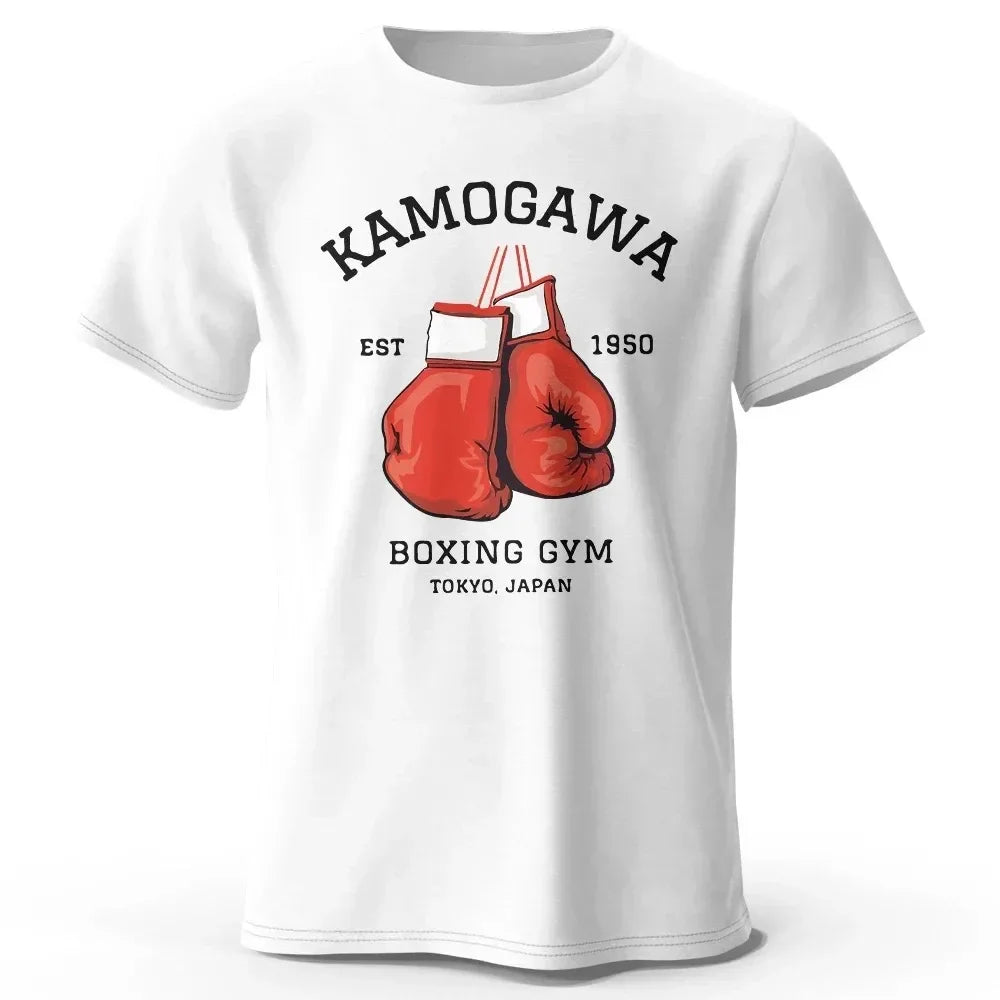 Streetwear Men Hajime No Ippo Printed Pure Cotton Vintage GYM Men's T-Shirt for Men Women Tops Funny Manga Kamagowa Boxing Gym