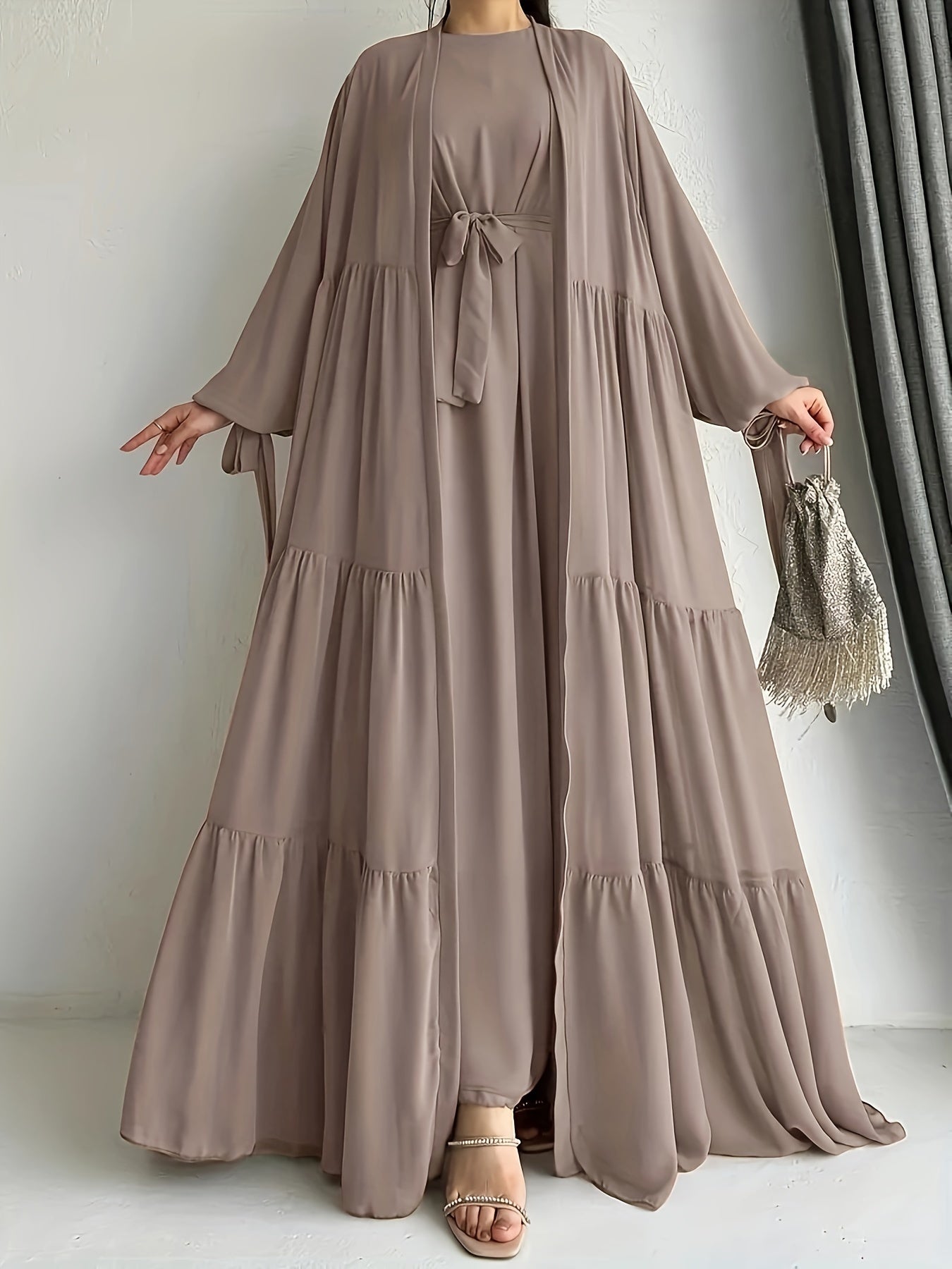 Elegant Chiffon Abaya Set