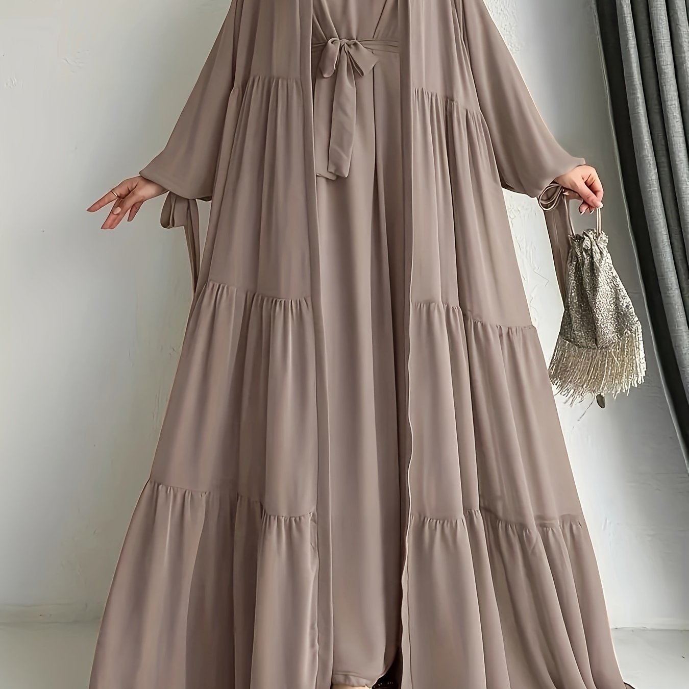 Elegant Chiffon Abaya Set