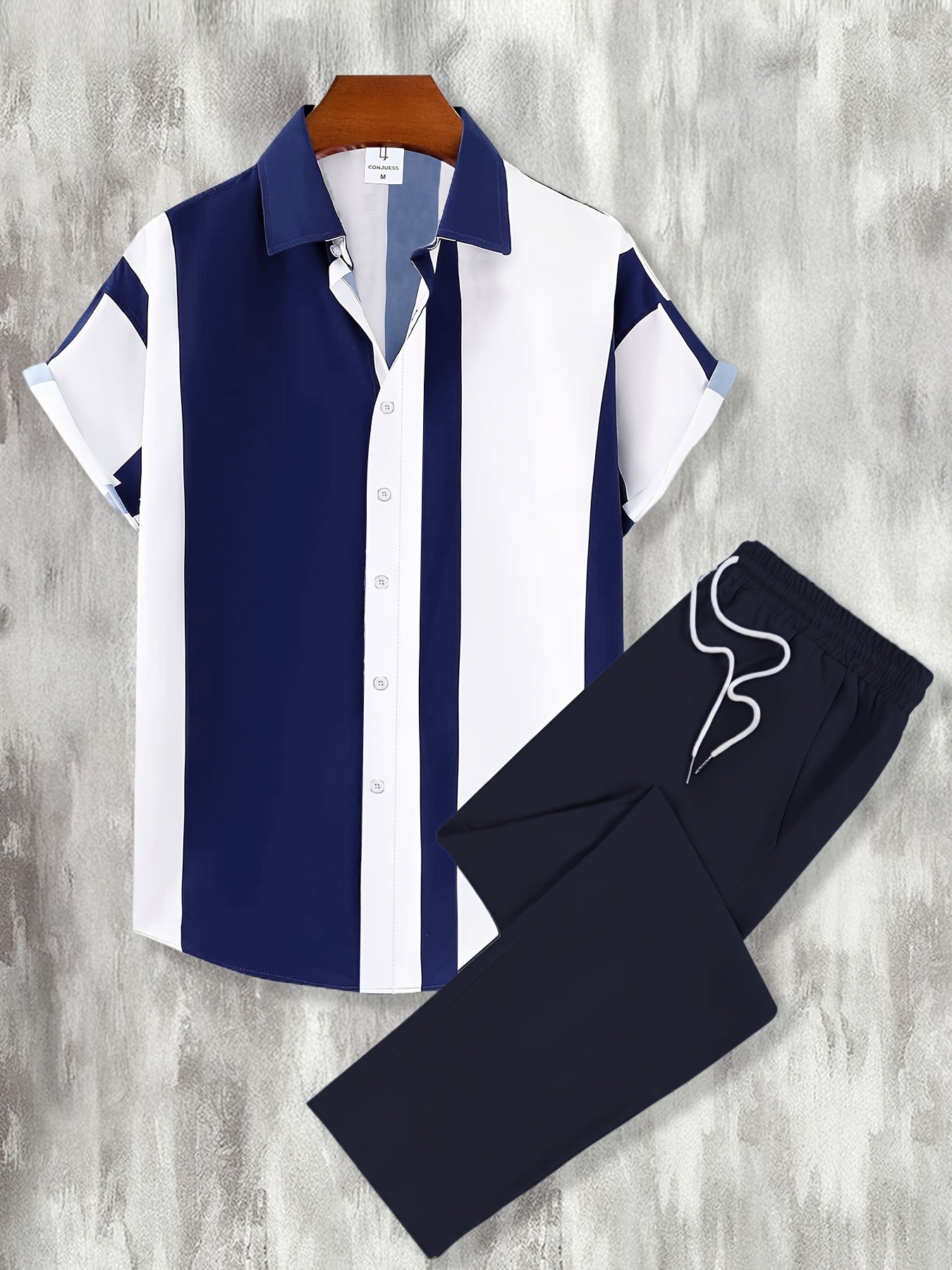 Men'S Casual Summer Striped Set