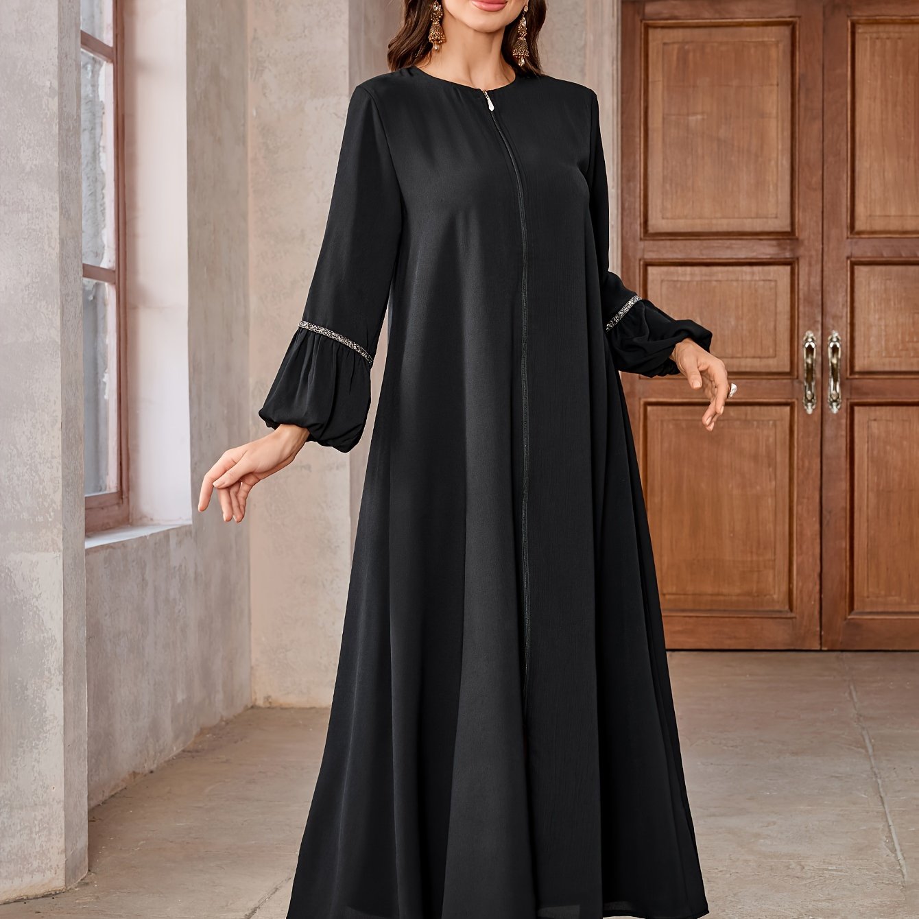 Elegant Rhinestone Embellished  Abaya