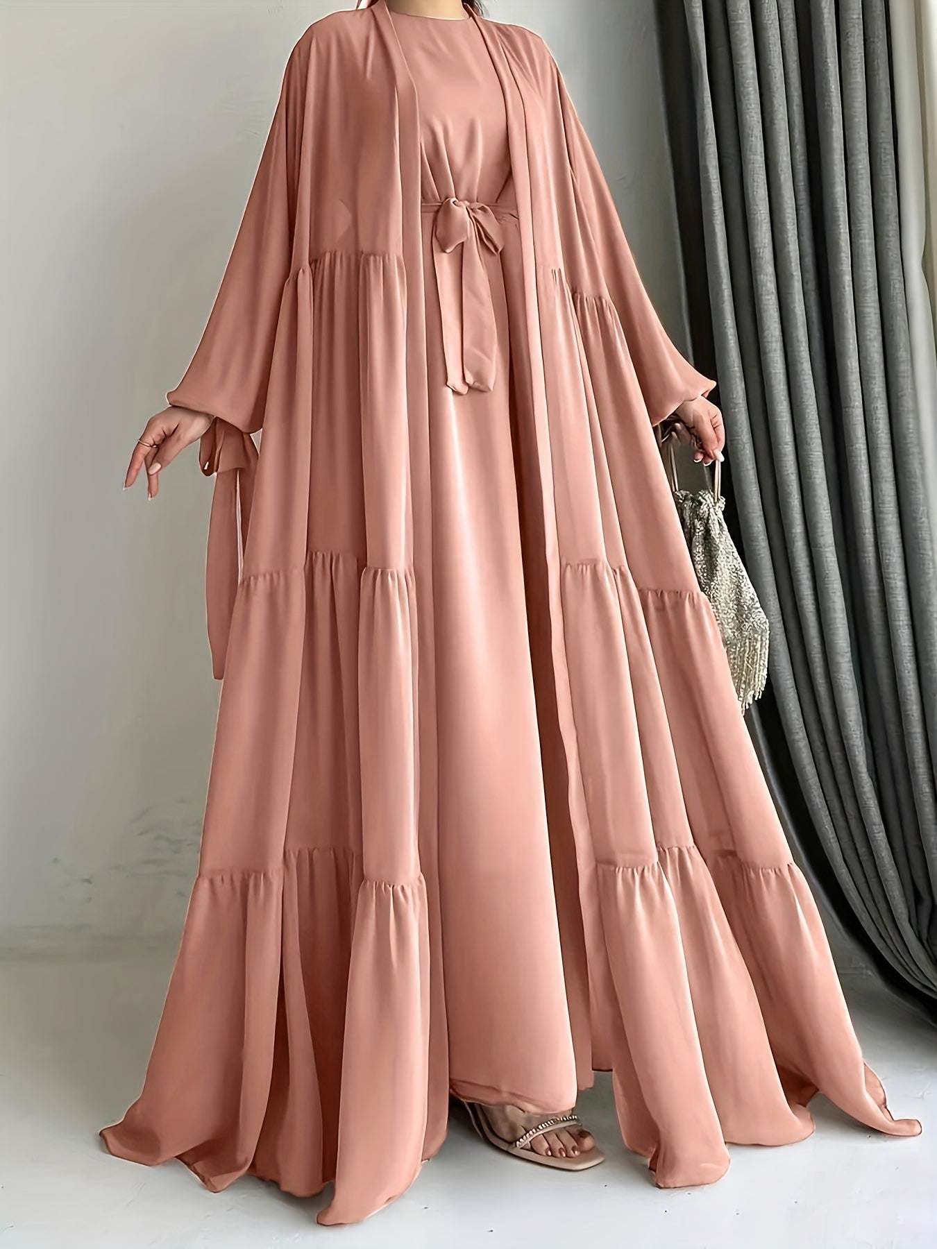 Elegant Chiffon Abaya Set