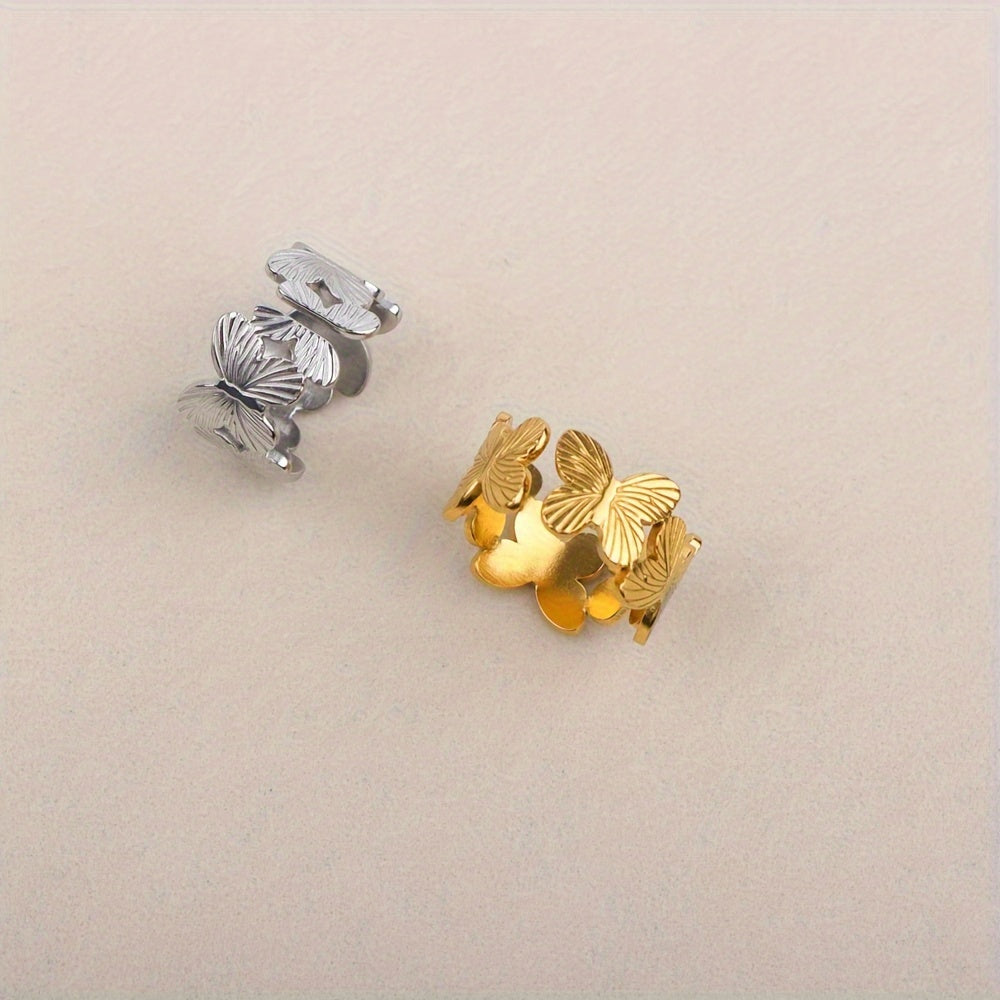 Ring with Chic Floral & Butterfly Design