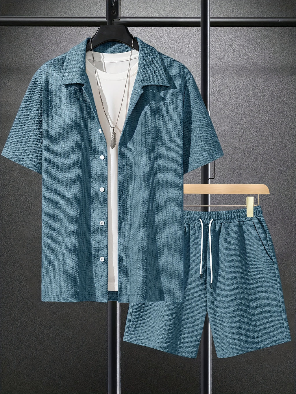 Men'S Casual Short Sleeve Shirt Set