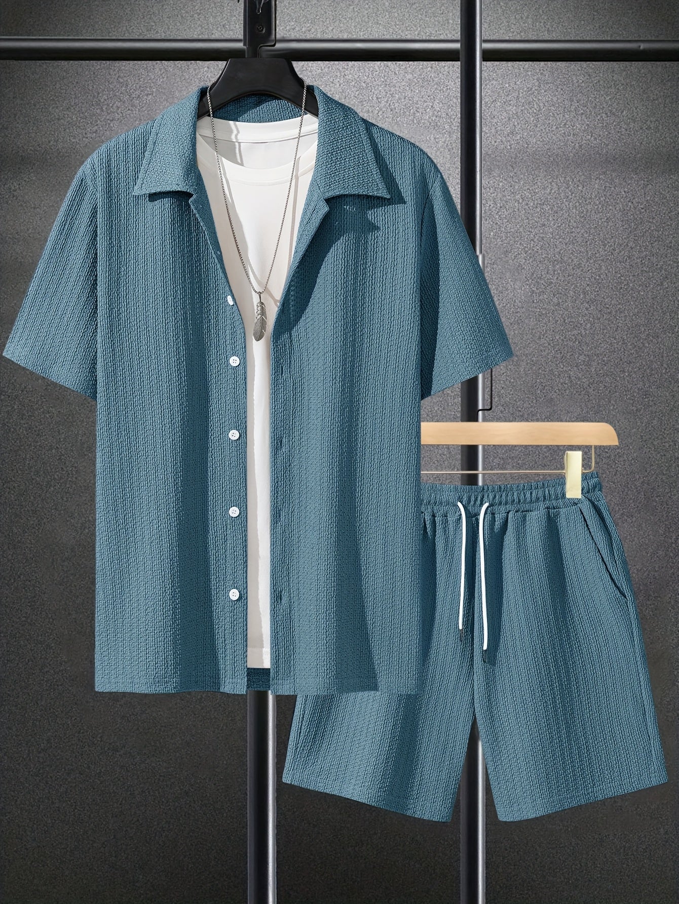 Men'S Casual Short Sleeve Shirt Set