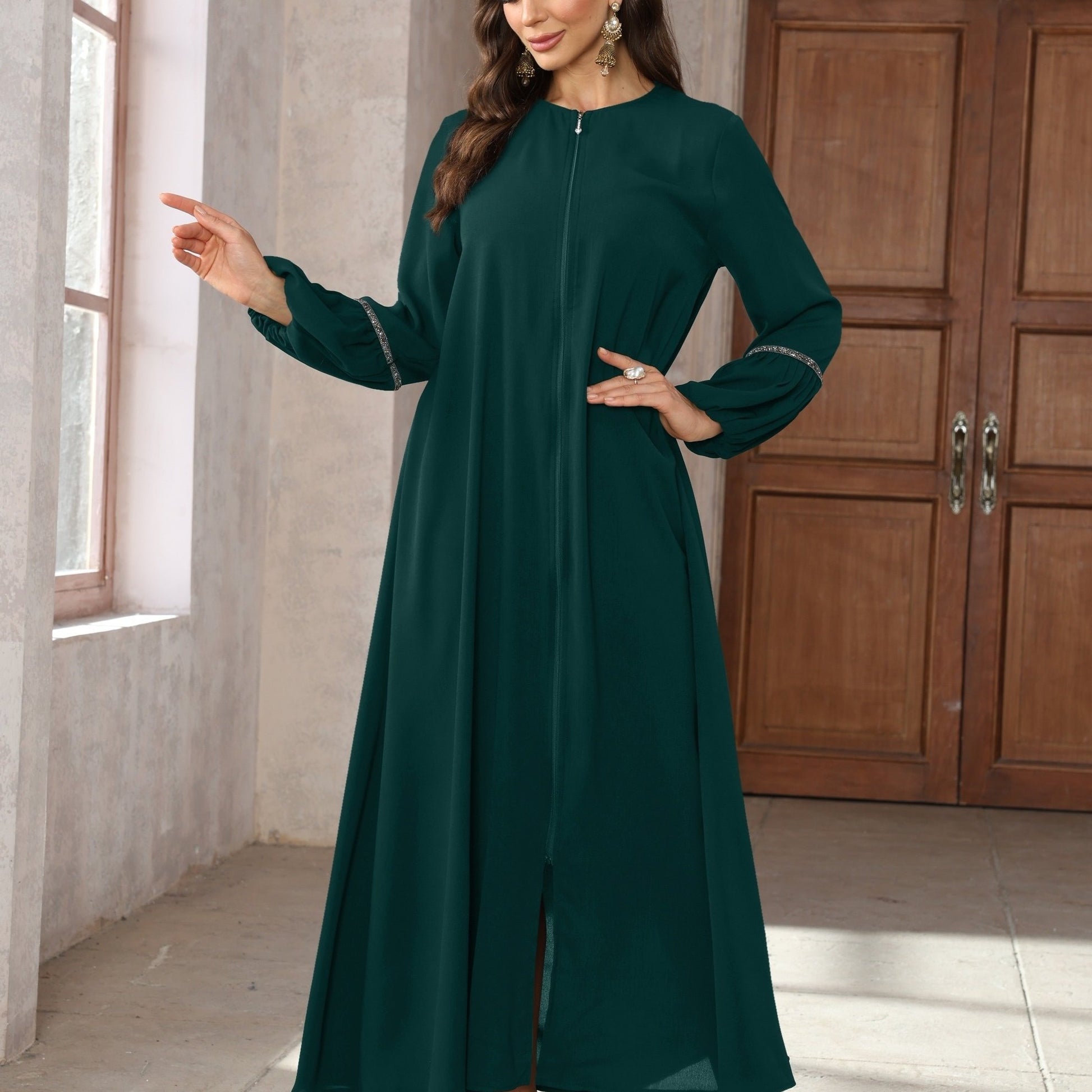 Elegant Rhinestone Embellished  Abaya